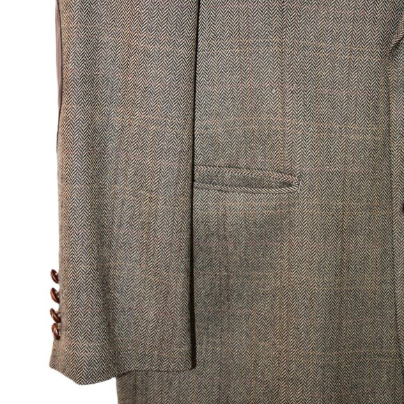 Houndstooth Blazer Brown Patches on Elbows Size 40 Slim 100% Lamb's Wool - Picture 7 of 13